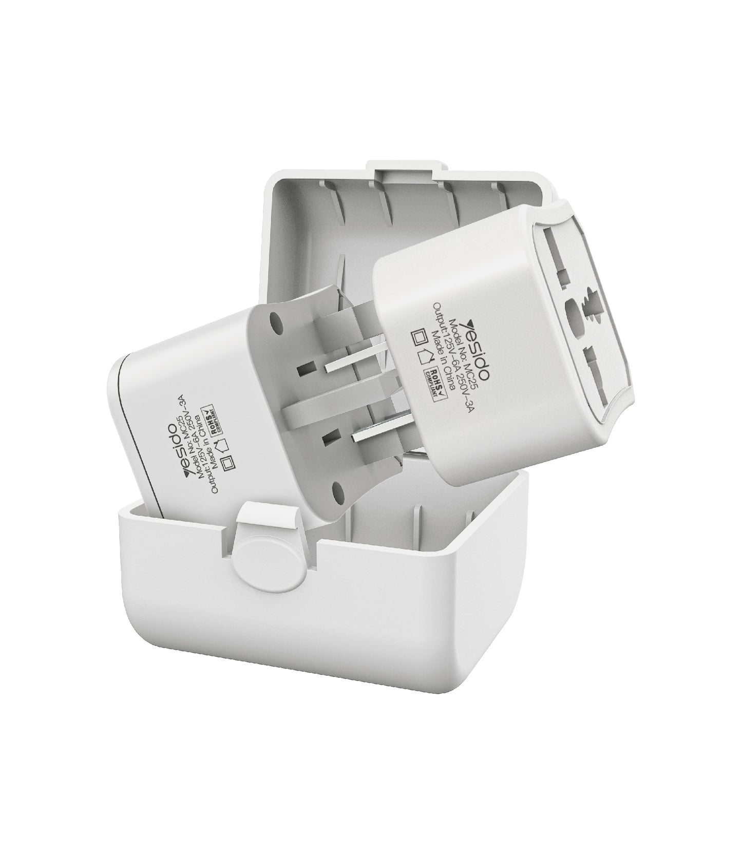 Adapter Sieciowy Yesido MC25 Travel CN/ US / EU / UK, Biały