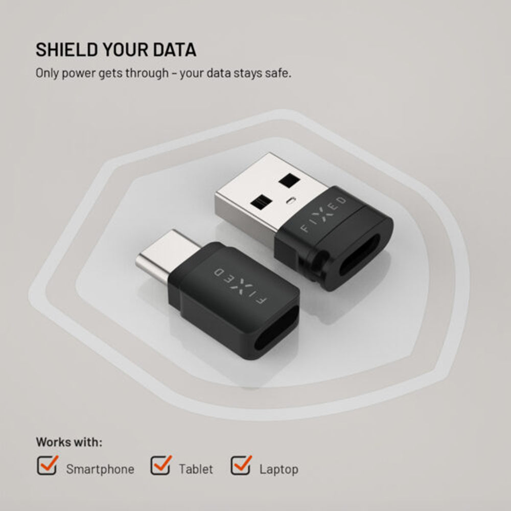 Adapter USB Blokada Danych Fixed, USB-A / USB-C, 2w1, Czarny