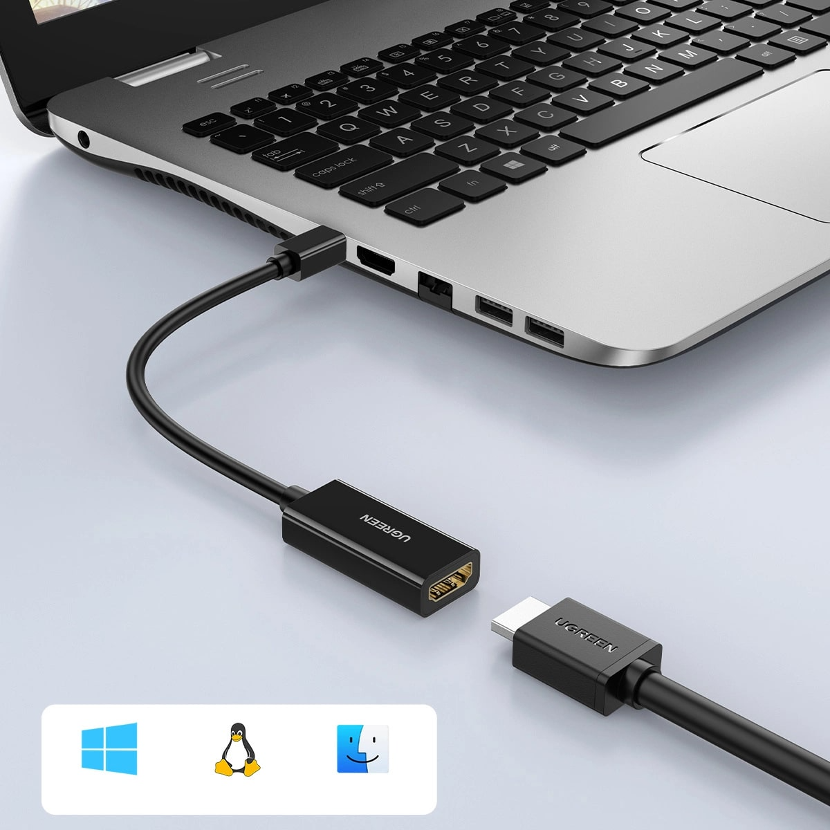 Adapter wideo UGREEN MD112, MiniDisplayPort - HDMI, 4K, czarny