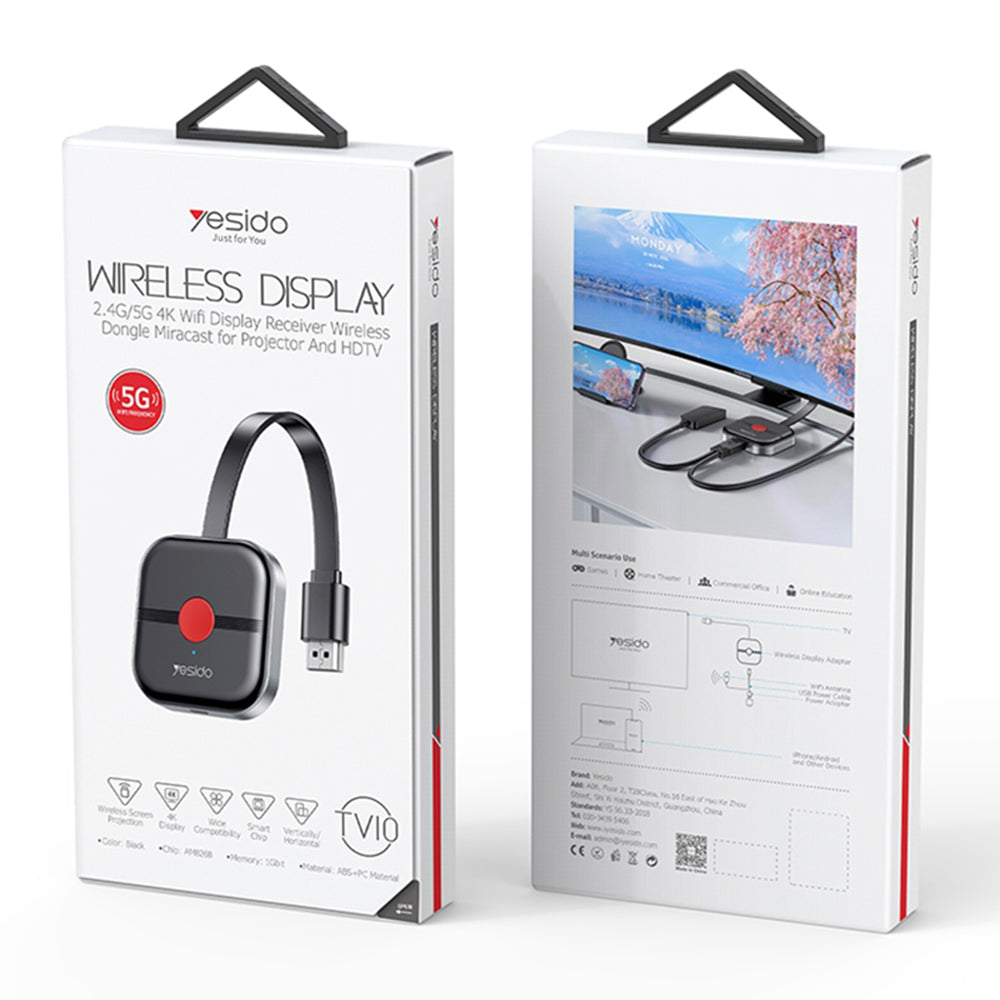 Bezprzewodowy adapter multimedialny Yesido TV10 5G, czarny