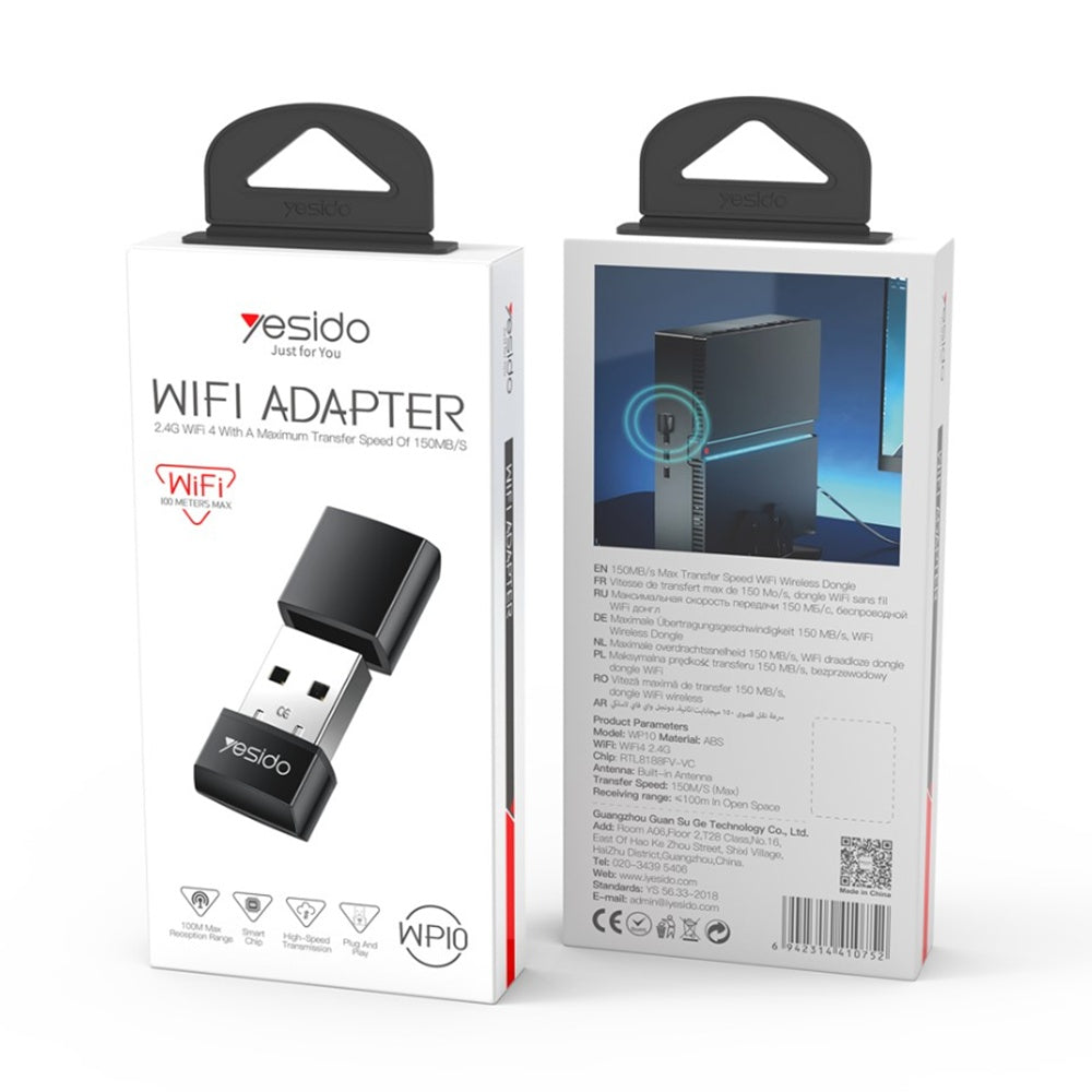 Adapter bezprzewodowy Yesido WP10, 150Mbps, Czarny