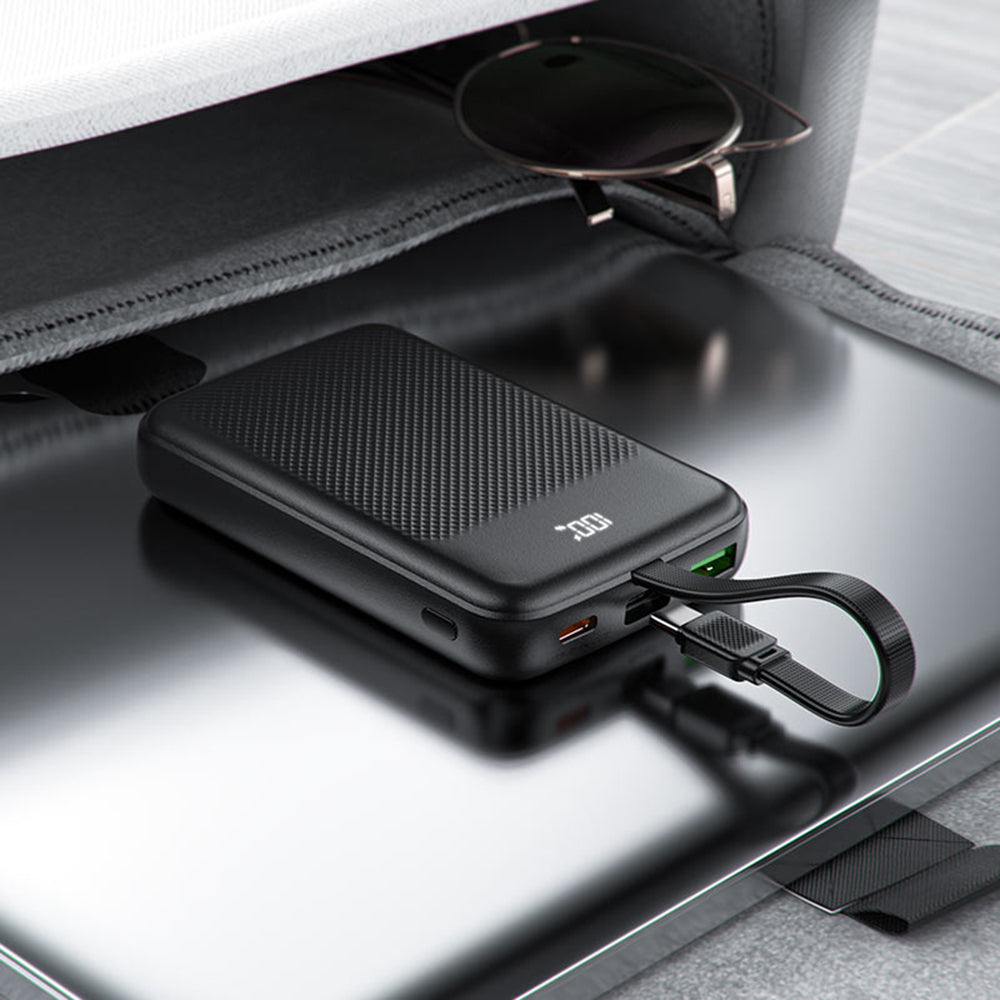Acefast M13 External Battery, 10000mAh, 22.5W, QC + PD, 1 x USB-A - 2 x USB-C, Black