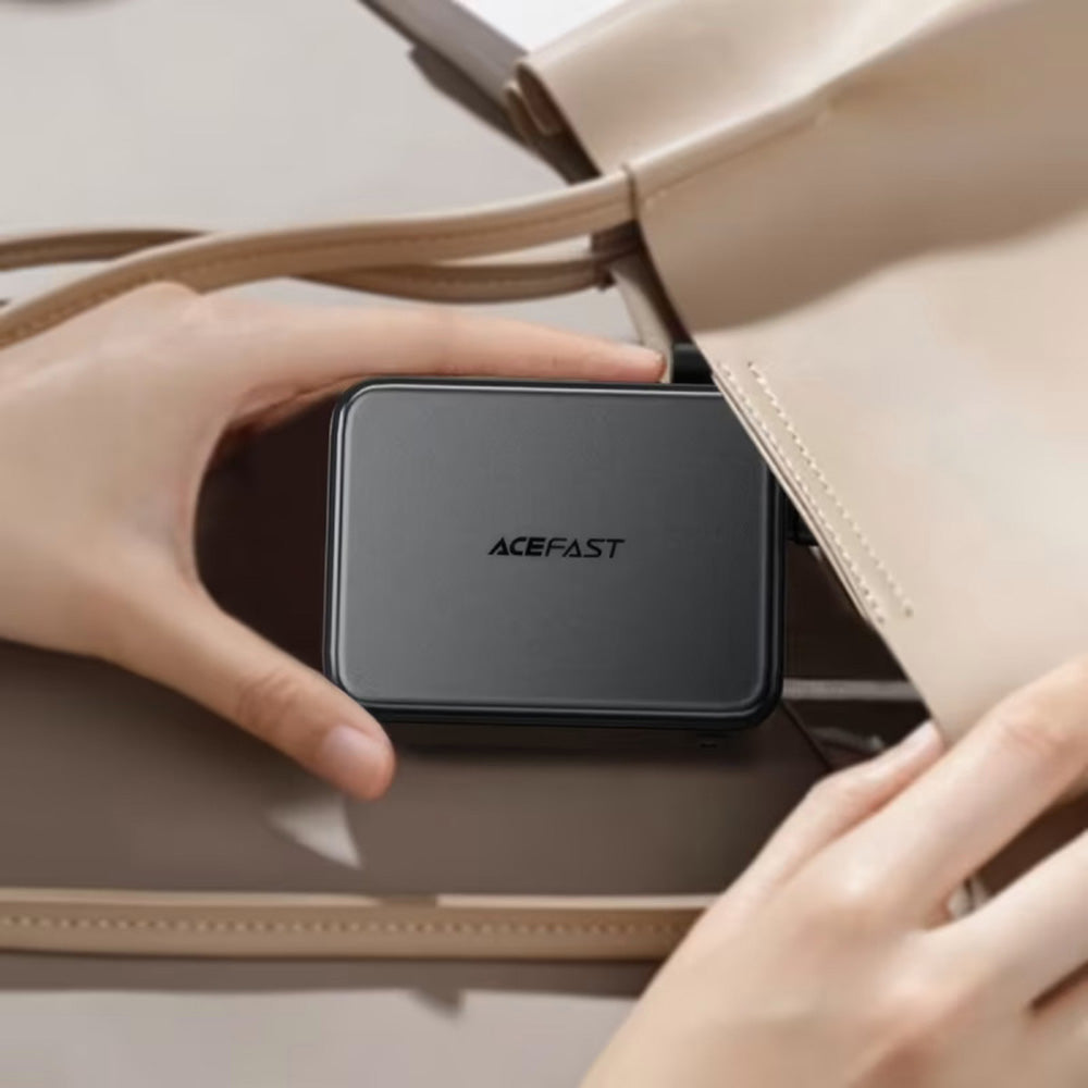 Zewnętrzna bateria Acefast M28, 10000mAh, 22.5W, QC + PD, 1 x USB-A - 2 x USB-C, Czarna