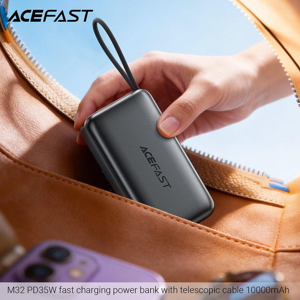 Zewnętrzna bateria Acefast M32, 10000mAh, 35W, PD, 2 x USB-C, Szara