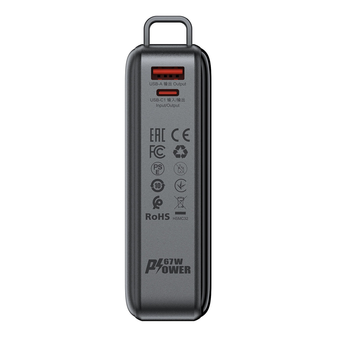 Zewnętrzna bateria Acefast M4, 20000mAh, 67W, PD, 1 x USB-A - 2 x USB-C, Czarna