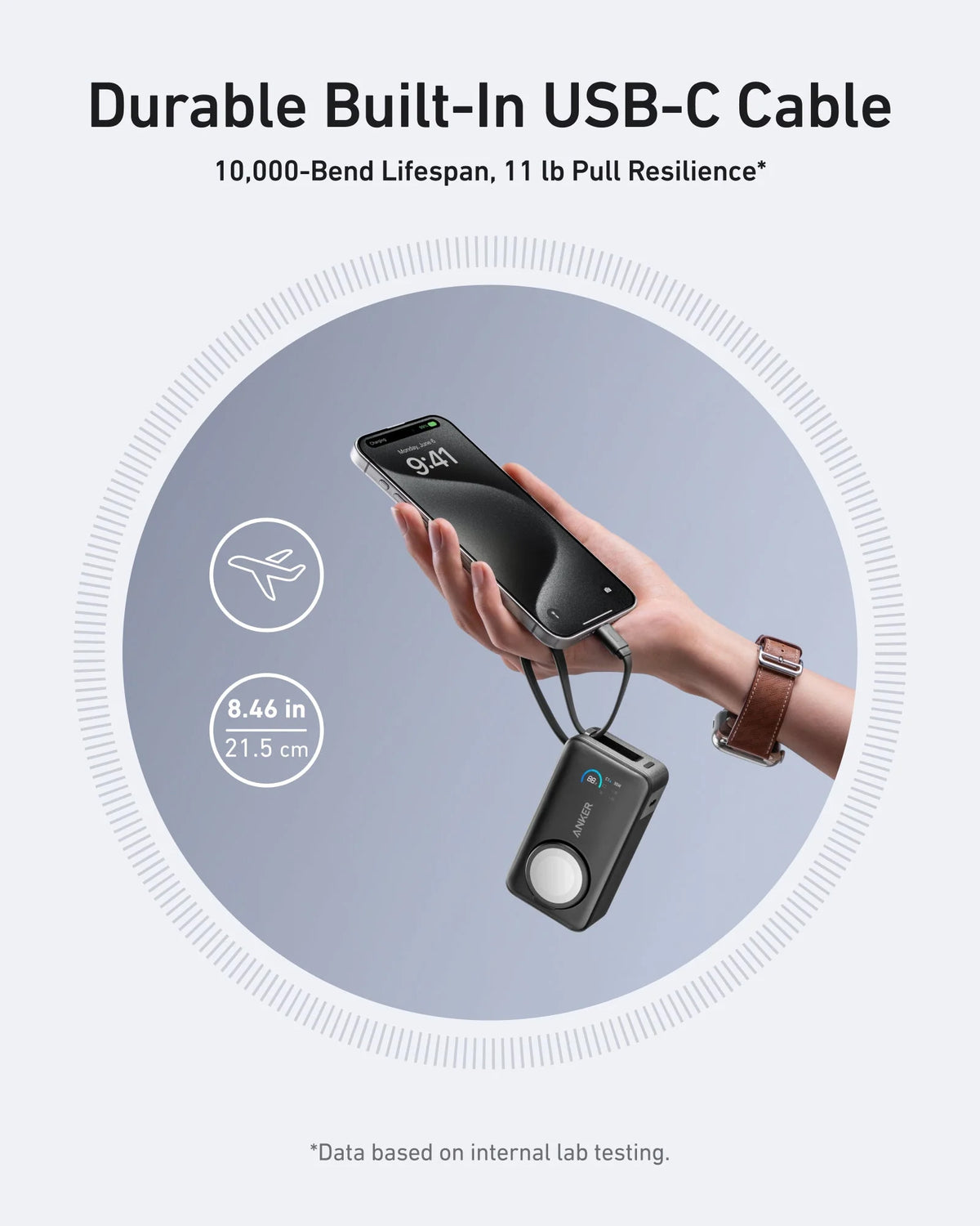 Zewnętrzna bateria bezprzewodowa Anker MagGo, 10000mAh, 35W, PD + QI, 1 x QI - 2 x USB-C, Czarna A1657011
