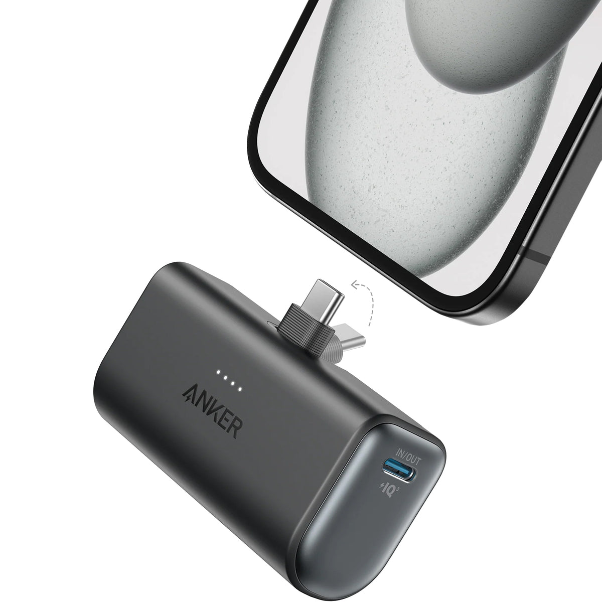 Zewnętrzna bateria Anker Nano, 5000mAh, 22.5W, PD, 2 x USB-C, Czarna A1653H11