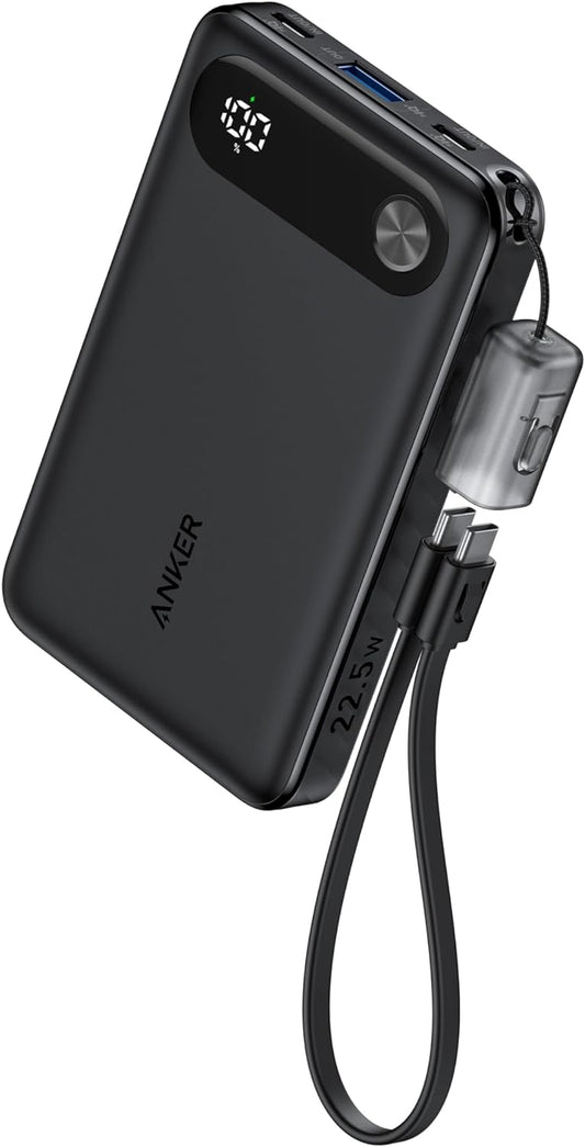 Bateria zewnętrzna Anker PowerCore, 10000 mAh, 22,5 W, QC + PD, 1 x USB-A - 2 x USB-C, czarna A1257G11