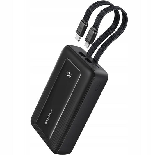Zewnętrzna bateria Anker PowerCore, 10000mAh, 30W, QC + PD, 1 x Lightning - 1 x USB-A - 2 x USB-C, Czarna A1680G11