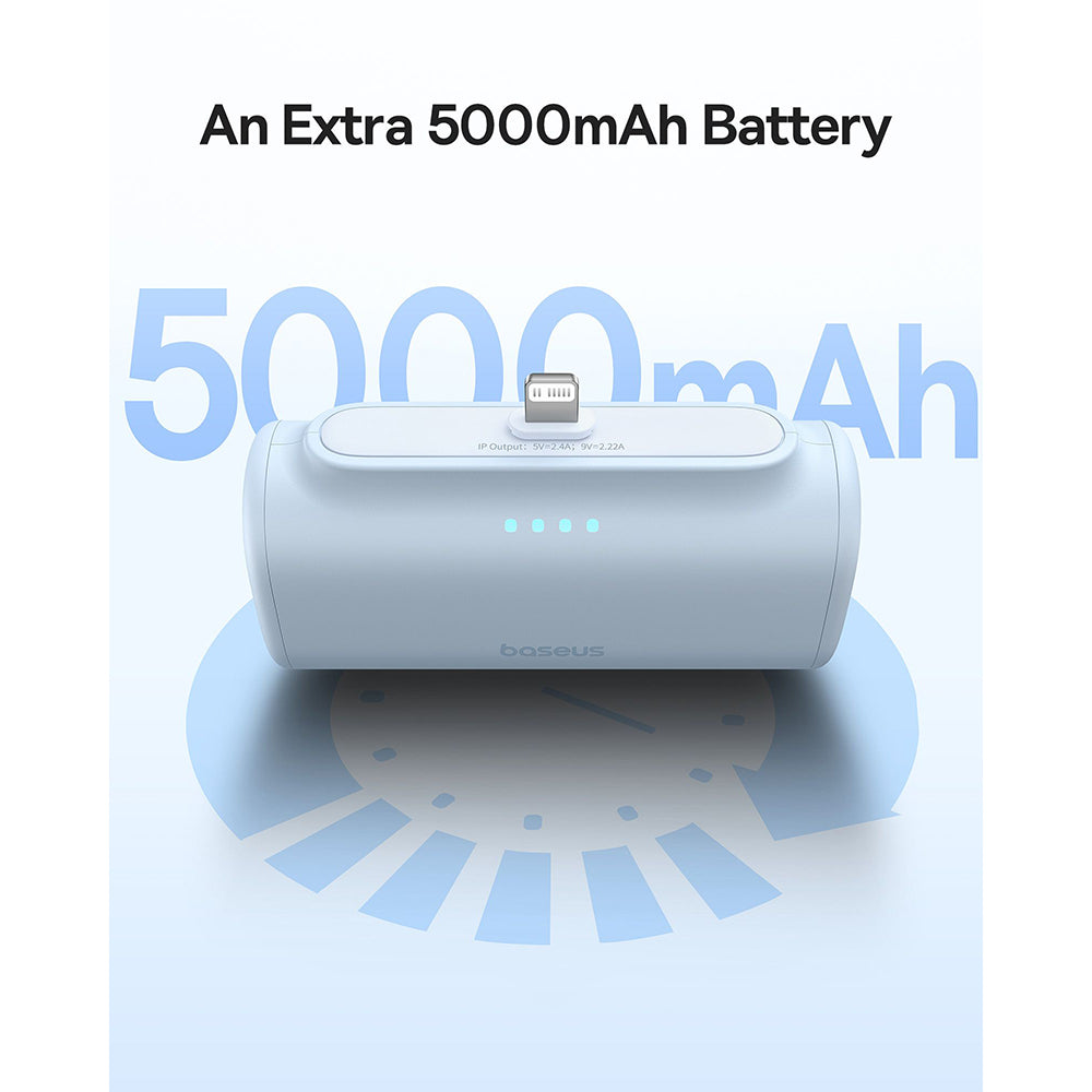 Zewnętrzna bateria Baseus Compact, 5000mAh, 20W, PD, 1 x Lightning - 1 x USB-C, Niebieska P10068307313-00