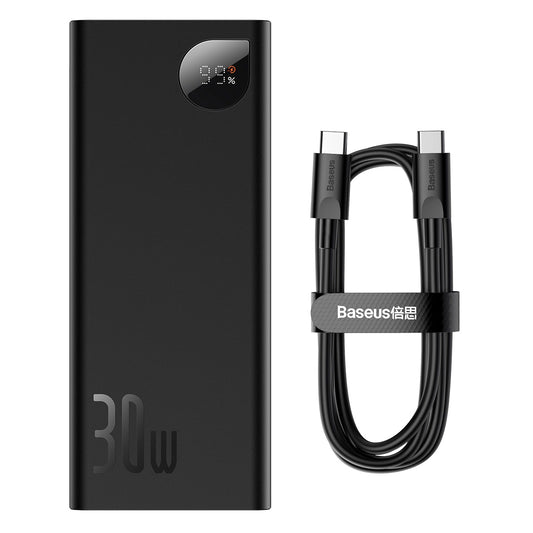 Bateria zewnętrzna Baseus Adaman, 20000 mAh, 30 W, QC + PD, 1 x USB-C - 2 x USB-A, czarna PPAD030001 PPAD030001