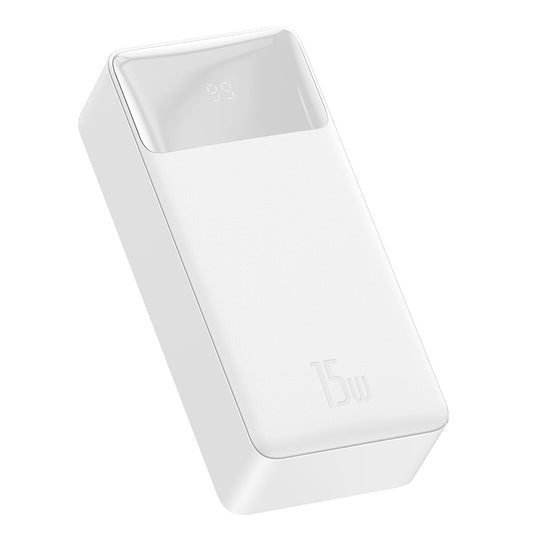 Zewnętrzna bateria Baseus Bipow, 30000mAh, 15W, 1 x USB-C - 2 x USB-A, Biała PPBD050202