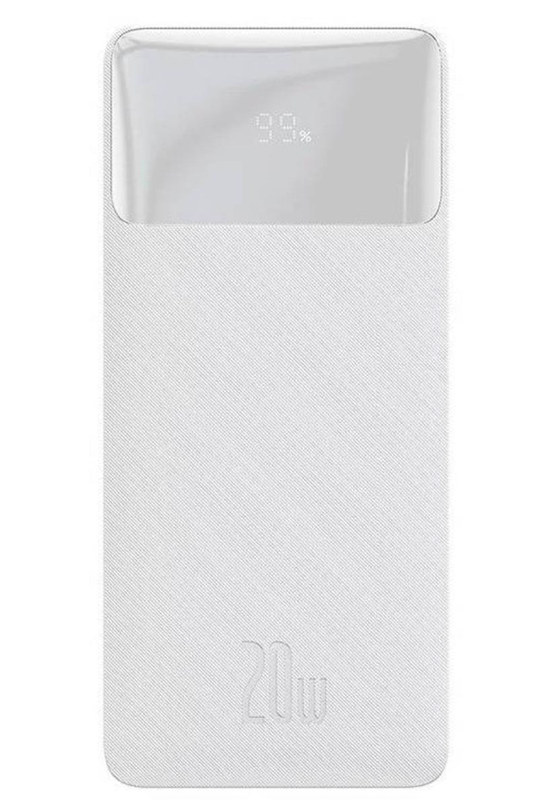 Zewnętrzna bateria Baseus Bipow, 10000mAh, 20W, QC + PD, 1 x USB-C - 2 x USB-A, Biała PPBD050502