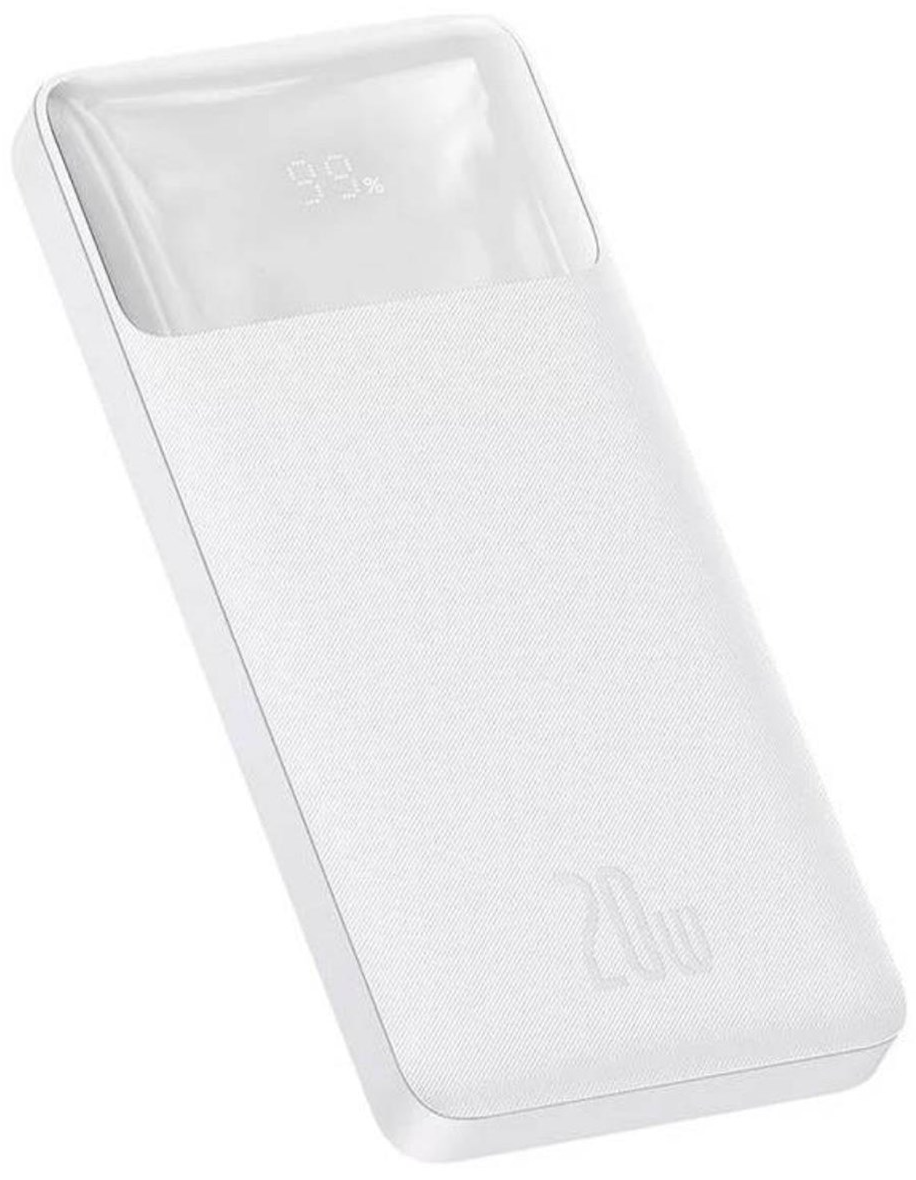 Zewnętrzna bateria Baseus Bipow, 10000mAh, 20W, QC + PD, 1 x USB-C - 2 x USB-A, Biała PPBD050502