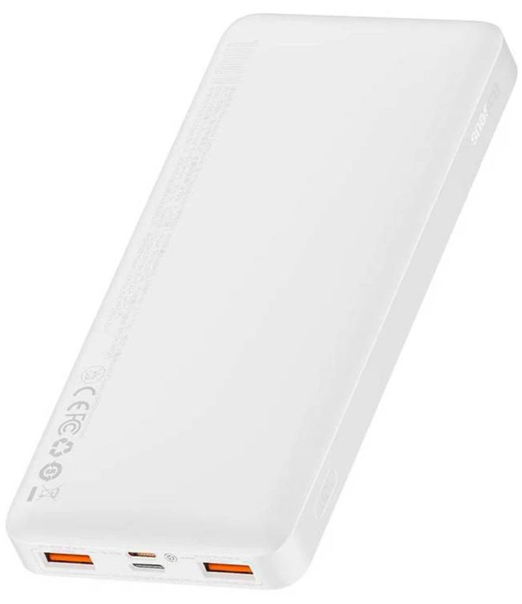 Zewnętrzna bateria Baseus Bipow, 10000mAh, 20W, QC + PD, 1 x USB-C - 2 x USB-A, Biała PPBD050502