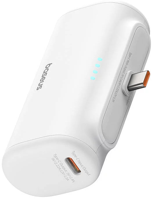 Zewnętrzna bateria Baseus Compact, 5000mAh, 20W, PD, 2 x USB-C, Biała P10068306213-00