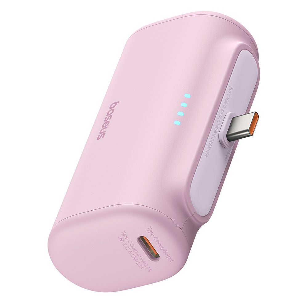 Zewnętrzna bateria Baseus Compact, 5000mAh, 20W, PD, 2 x USB-C, Różowy P10068306413-00