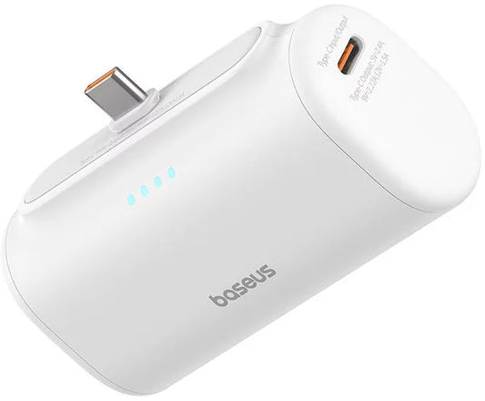Zewnętrzna bateria Baseus Compact, 5000mAh, 20W, PD, 2 x USB-C, Biała P10068306213-00