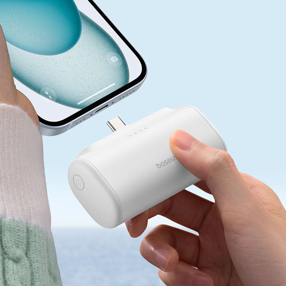 Zewnętrzna bateria Baseus Compact, 5000mAh, 20W, PD, 2 x USB-C, Niebieska P10068306313-00