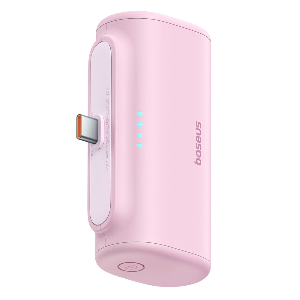 Zewnętrzna bateria Baseus Compact, 5000mAh, 20W, PD, 2 x USB-C, Różowy P10068306413-00