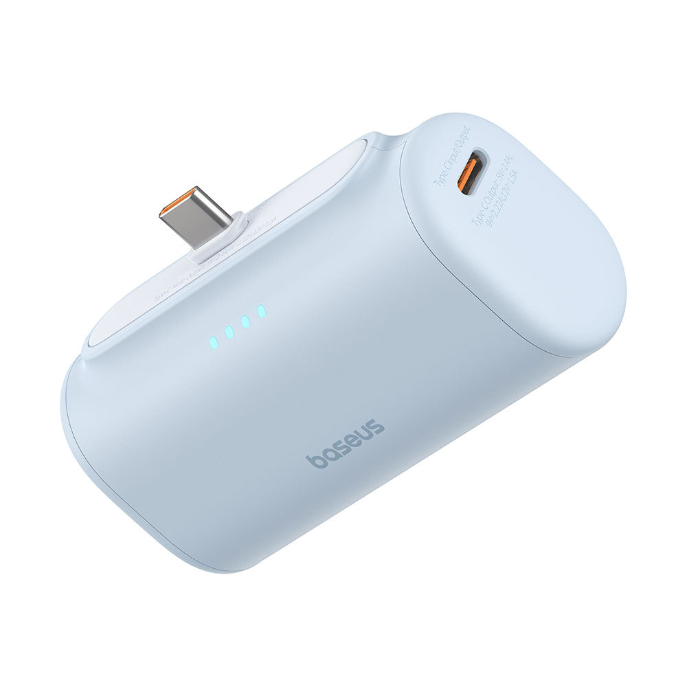 Zewnętrzna bateria Baseus Compact, 5000mAh, 20W, PD, 2 x USB-C, Niebieska P10068306313-00