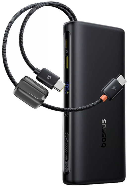 Zewnętrzna bateria Baseus EnerFill FC41, 20000mAh, 100W, QC + PD, 1 x USB-A - 3 x USB-C, Czarna E0028N03