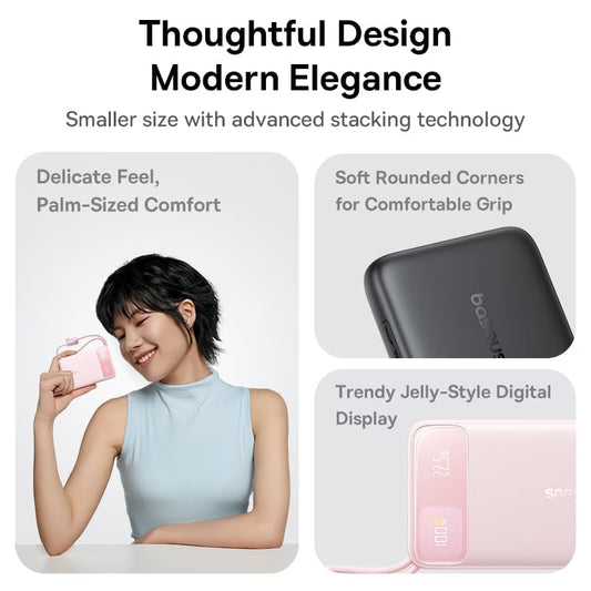 Powerbank Baseus EnerFill FC11, 20000mAh, 22.5W, QC + PD, 1 x Lightning - 1 x USB-A - 2 x USB-C, Czarny E0027S04