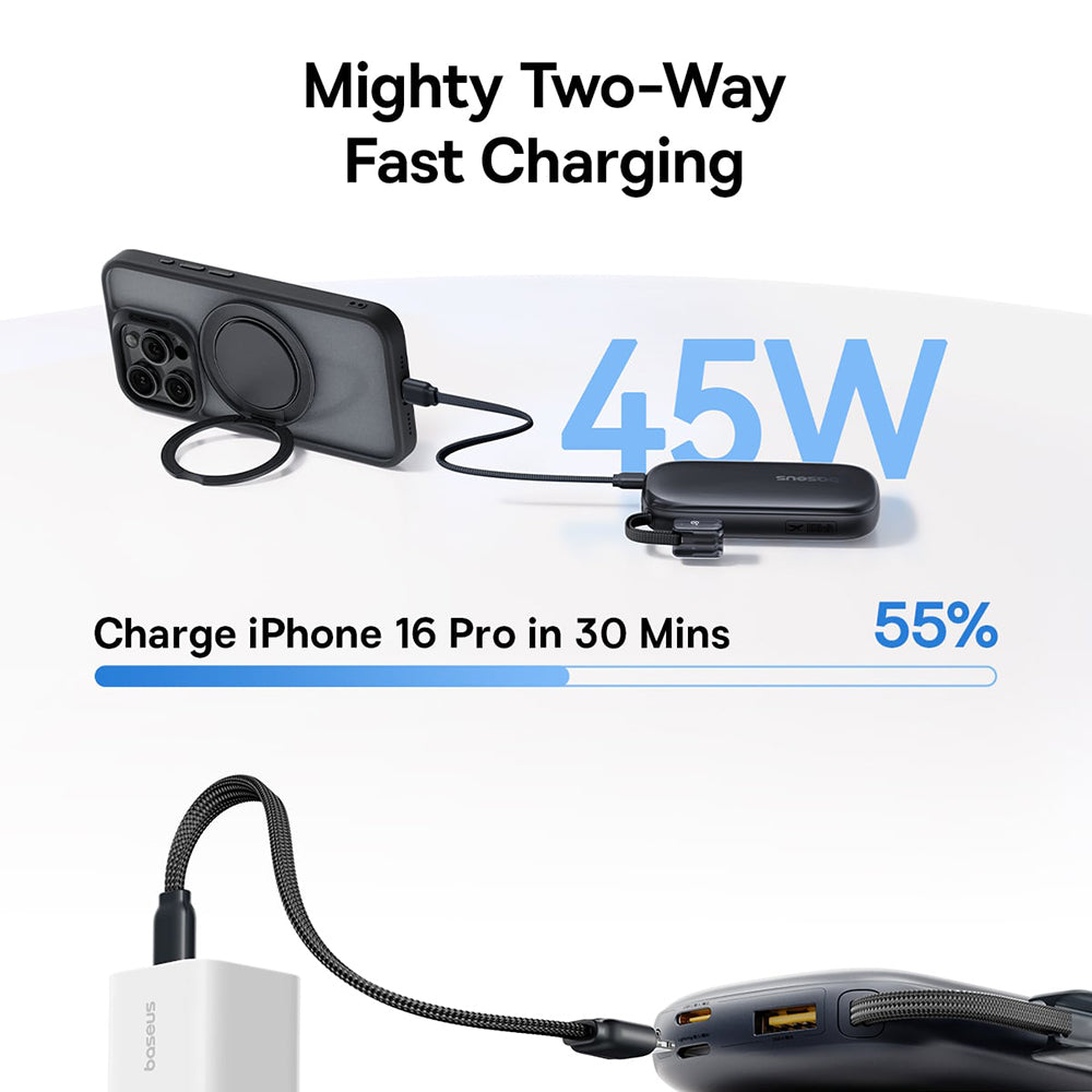 Zewnętrzna bateria Baseus EnerFill FC21 Qpow 3 Ultra, 10000mAh, 45W, QC + PD, 1 x USB-A - 1 x USB-C, Różowy E0027Q02