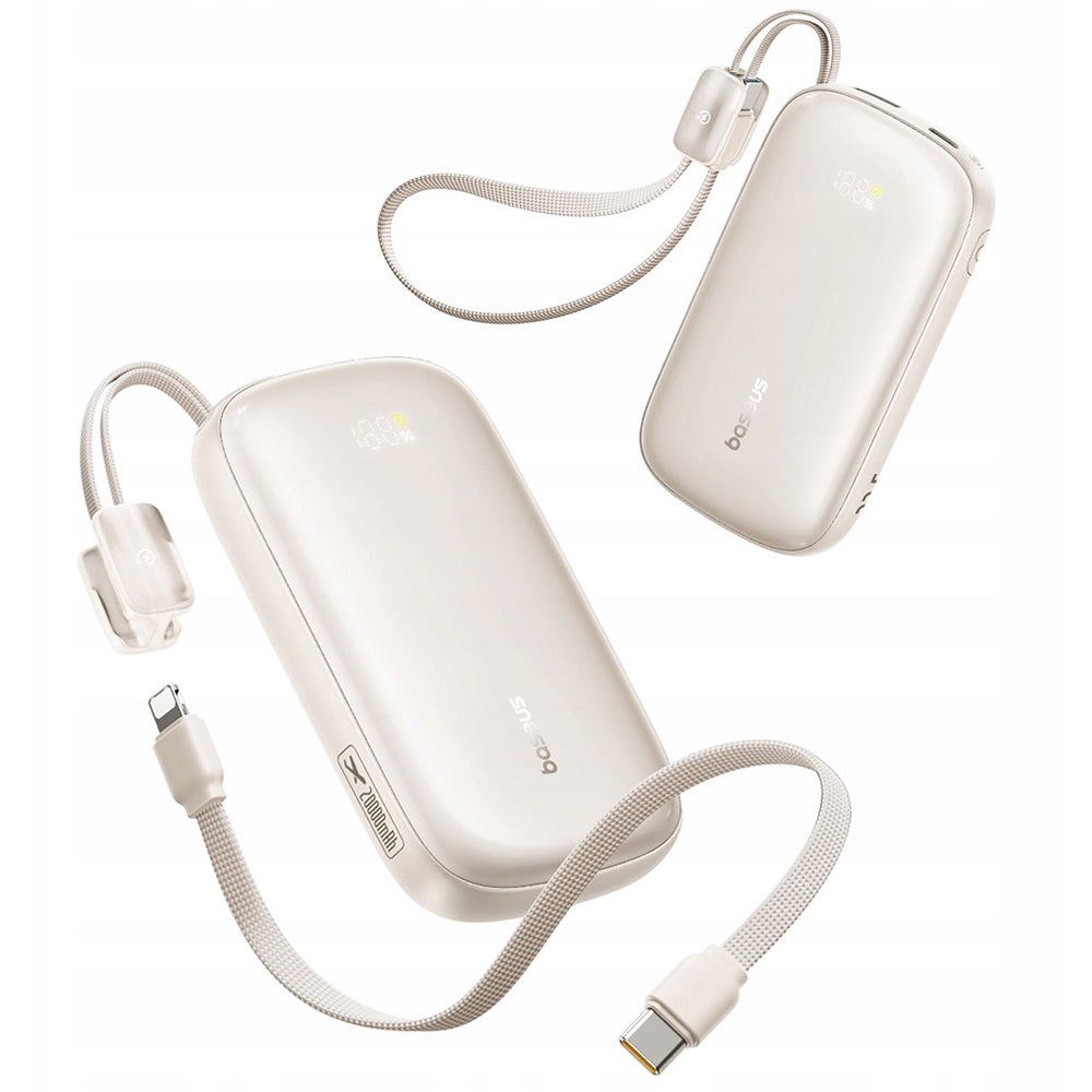 Zewnętrzna bateria Baseus EnerFill FC21 Qpow 3 Ultra, 20000mAh, 45W, QC + PD, 1 x USB-A - 1 x USB-C, Beżowy E0027P01