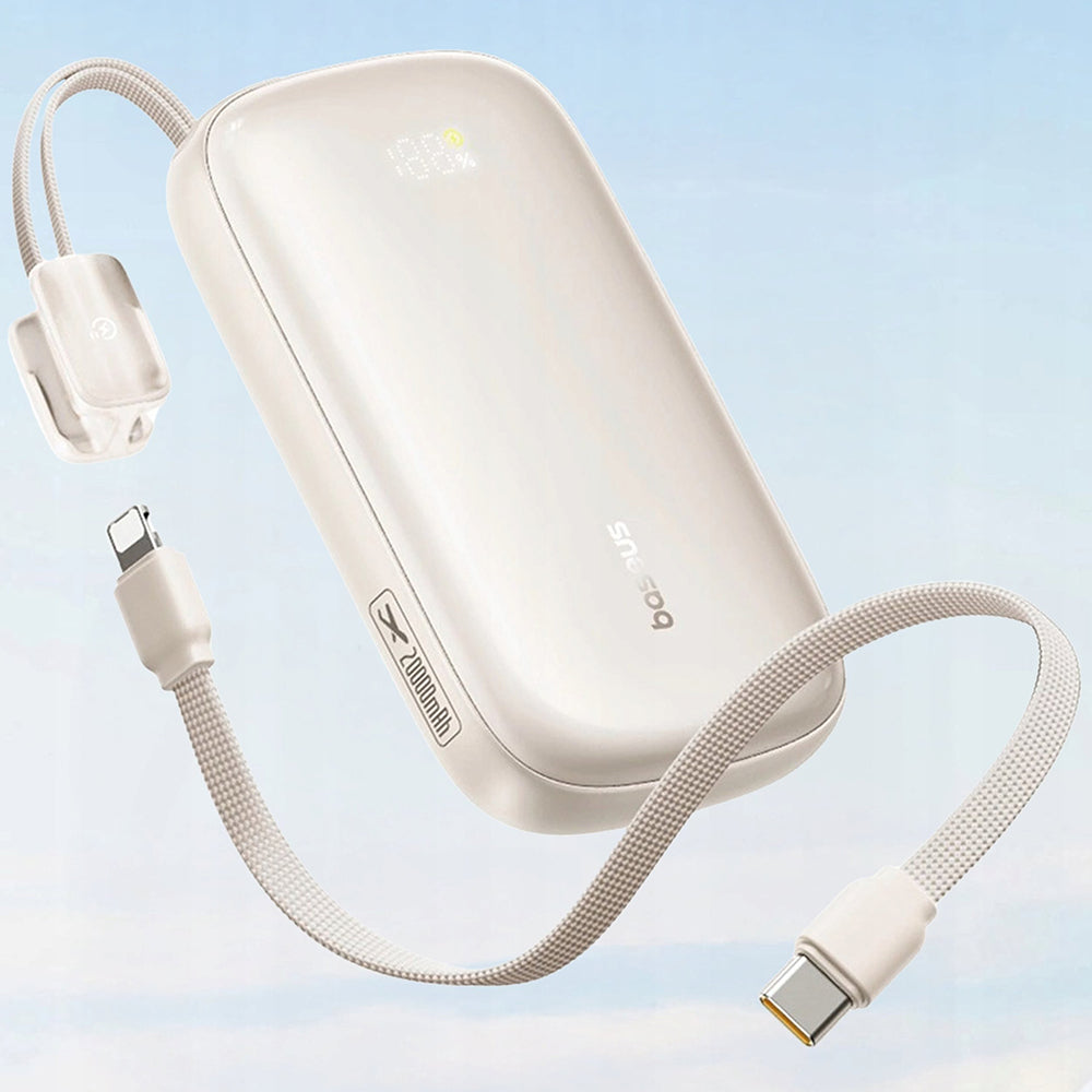 Zewnętrzna bateria Baseus EnerFill FC21 Qpow 3 Ultra, 20000mAh, 45W, QC + PD, 1 x USB-A - 1 x USB-C, Beżowy E0027P01
