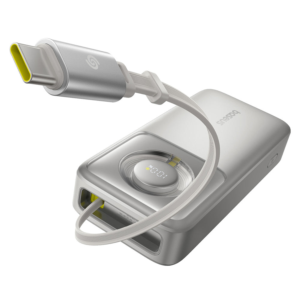 Zewnętrzna bateria Baseus Free2Pull, 20000mAh, 65W, PD, 2 x USB-C, Szara P10073700843-00