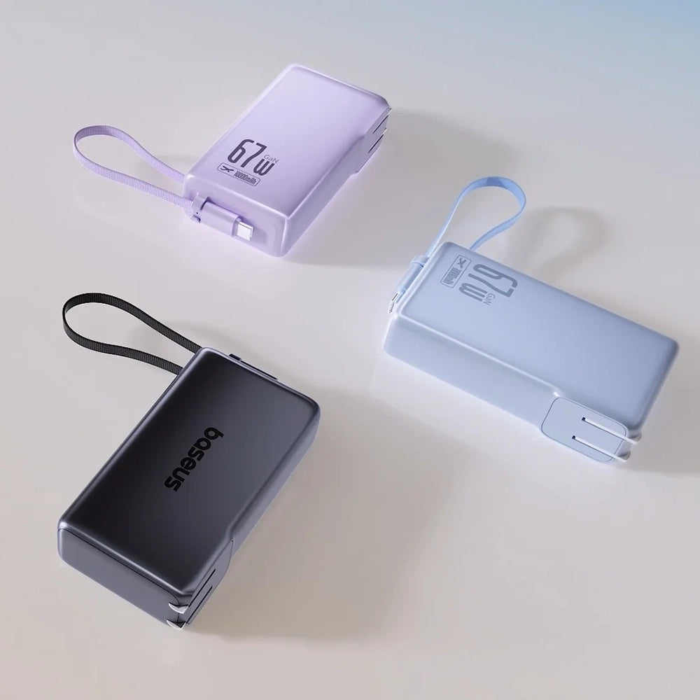 Zewnętrzna bateria Baseus Nomos NT11 Omni US, 10000mAh, 67W, QC + PD, 1 x USB-A - 2 x USB-C, Czarna P10078807123-00