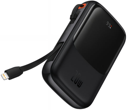Zewnętrzna bateria Baseus Qpow Pro, 20000mAh, 20W, QC + PD, 1 x Lightning - 1 x USB-A - 1 x USB-C, Czarna PPQD060201