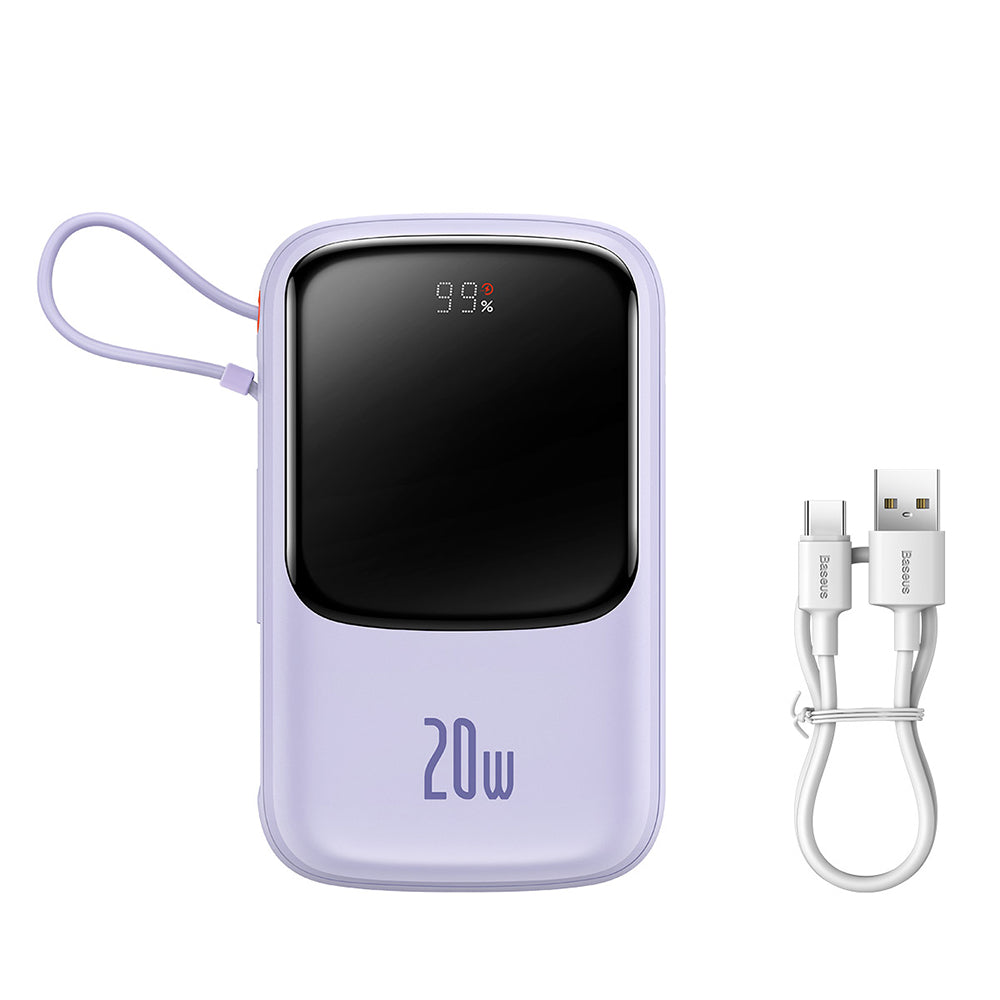 Zewnętrzna bateria Baseus Qpow Pro, 20000mAh, 20W, QC + PD, 1 x Lightning - 1 x USB-A - 1 x USB-C, Fioletowy PPQD030005