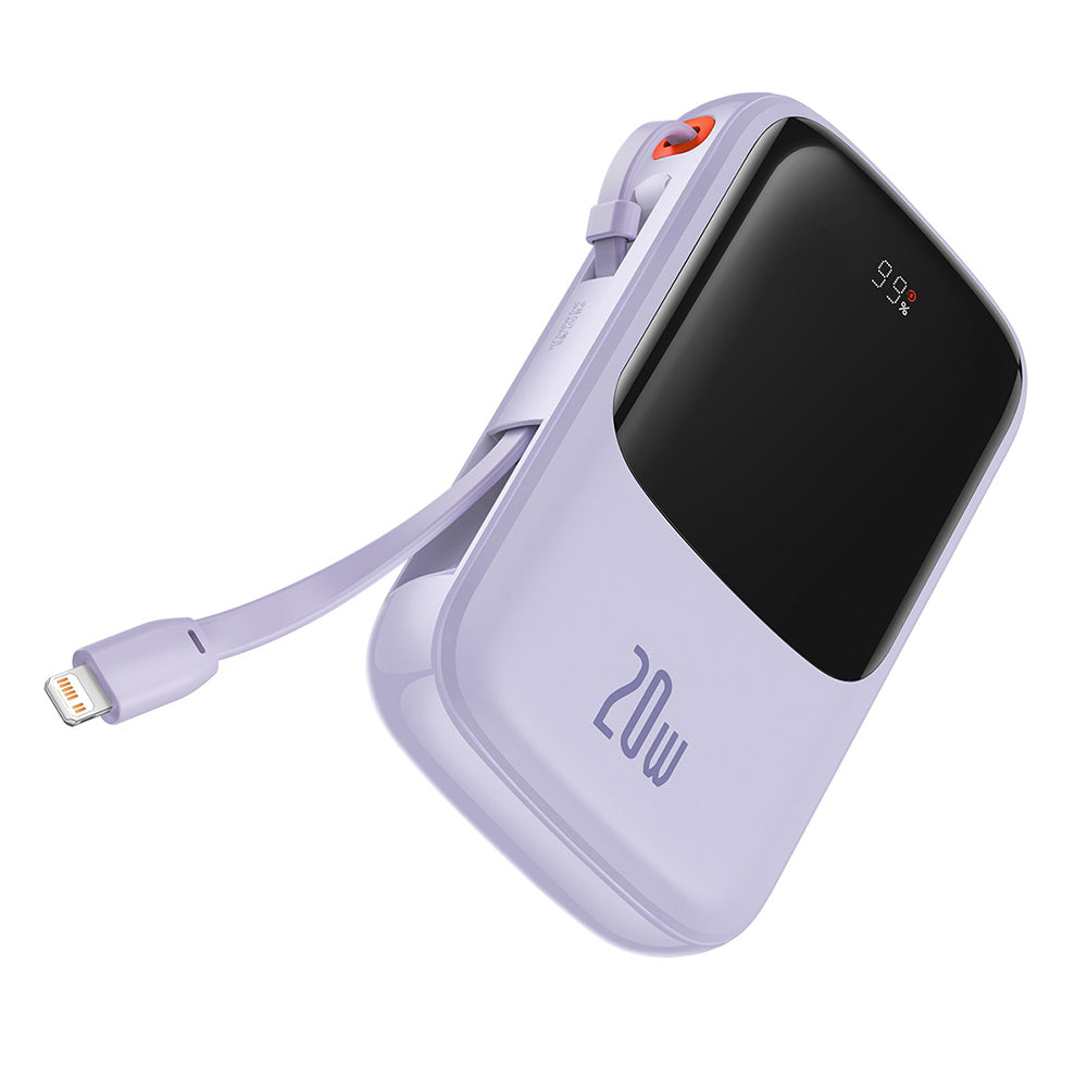 Zewnętrzna bateria Baseus Qpow Pro, 20000mAh, 20W, QC + PD, 1 x Lightning - 1 x USB-A - 1 x USB-C, Fioletowy PPQD030005