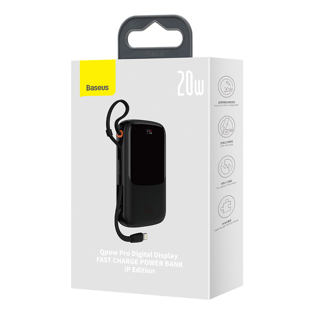 Zewnętrzna bateria Baseus Qpow Pro, 20000mAh, 20W, QC + PD, 1 x Lightning - 1 x USB-A - 1 x USB-C, Fioletowy PPQD030005