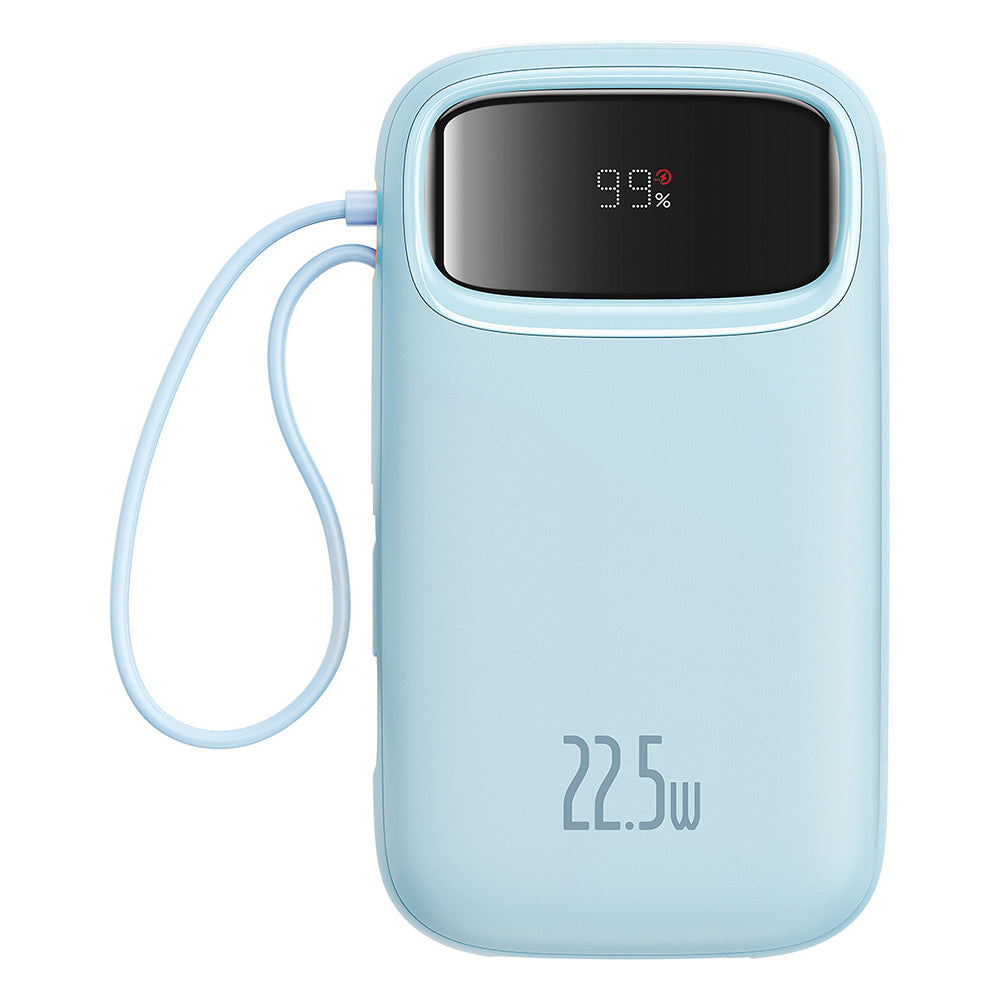 Zewnętrzna bateria Baseus Qpow Pro+, 10000mAh, 22.5W, QC + PD, 1 x Lightning - 1 x USB-A - 2 x USB-C, Niebieska P10055003313-00