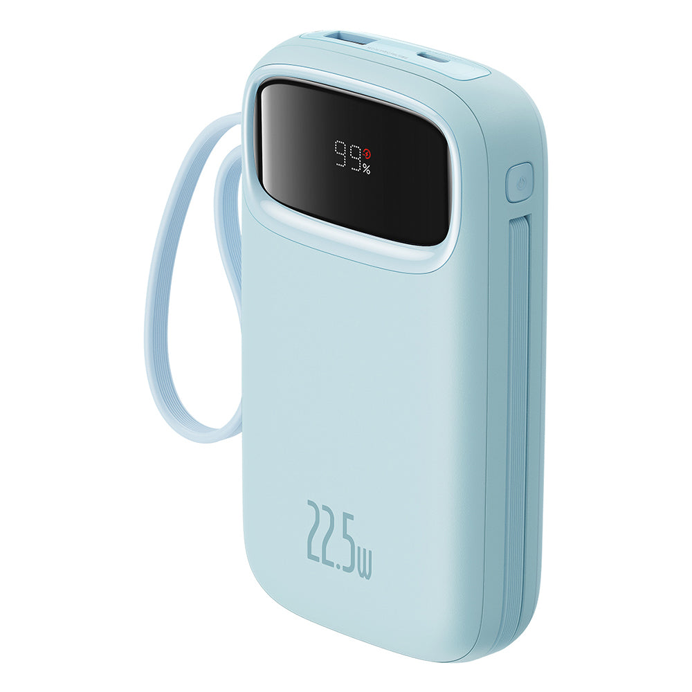 Zewnętrzna bateria Baseus Qpow Pro+, 10000mAh, 22.5W, QC + PD, 1 x Lightning - 1 x USB-A - 2 x USB-C, Niebieska P10055003313-00
