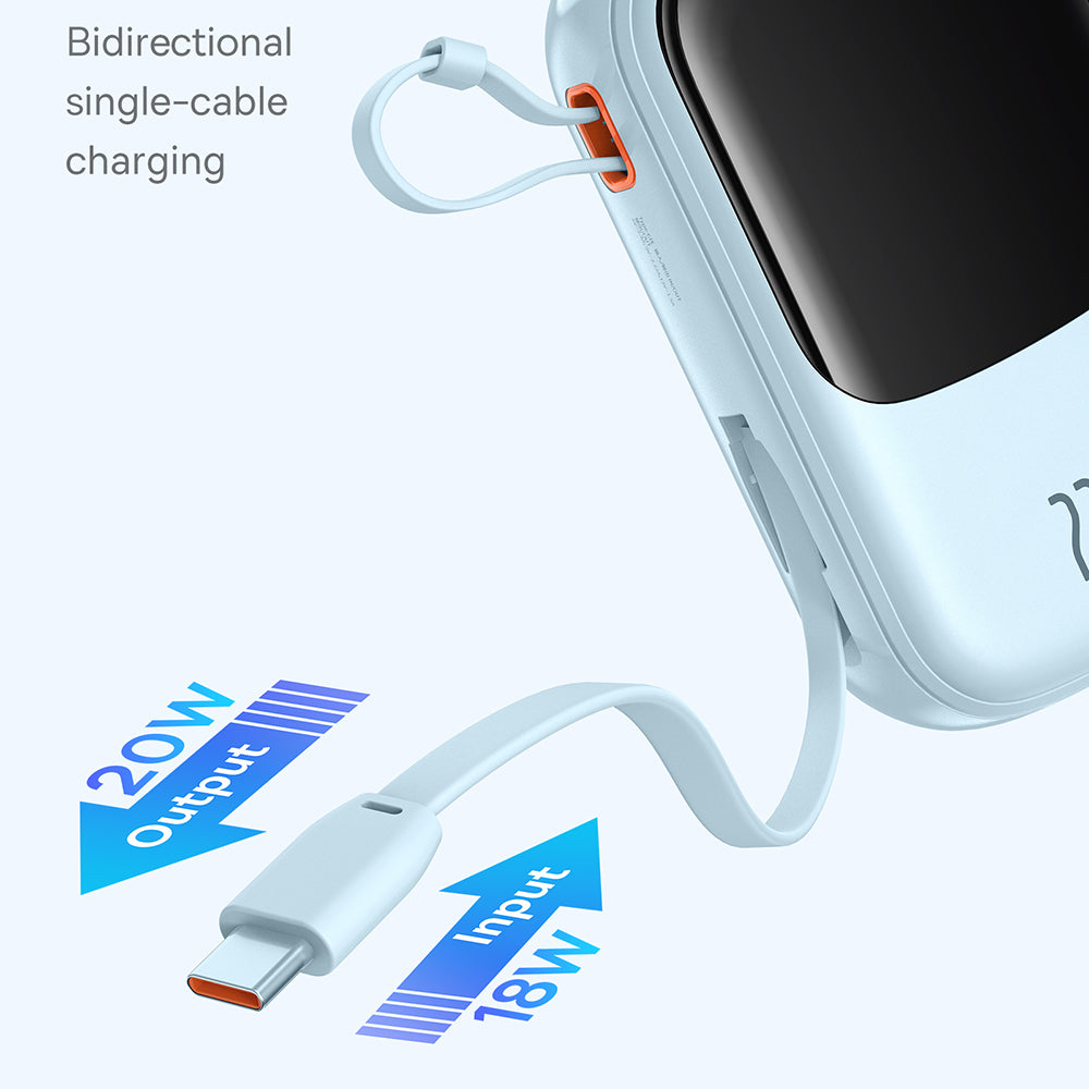 Zewnętrzna bateria Baseus Qpow Pro+, 20000mAh, 22.5W, QC + PD, 1 x USB-A - 2 x USB-C, Niebieska P10067103313-00