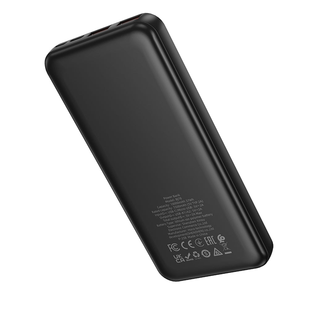 Zewnętrzna bateria Borofone BJ78 Clever, 10000mAh, 10W, 2 x USB-A, Czarna
