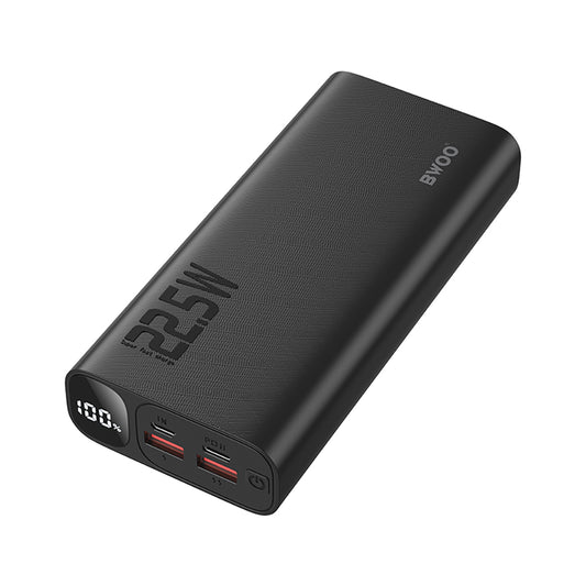 Zewnętrzna bateria BWOO BO-P44, 20000mAh, 22.5W, QC + PD, 1 x USB-C - 2 x USB-A, Czarna
