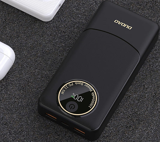 Zewnętrzna bateria Dudao K12Pro, 20000mAh, 22.5W, QC + PD, 1 x USB-C - 2 x USB-A, Czarna