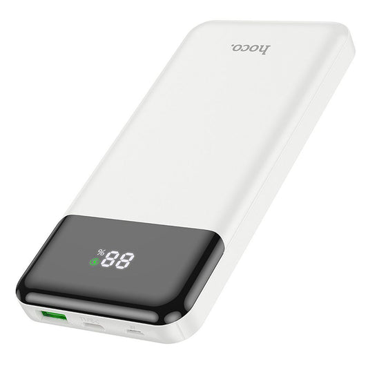 Zewnętrzna bateria HOCO J102, 10000mAh, 20W, QC + PD, 1 x USB-A - 1 x USB-C, Biała