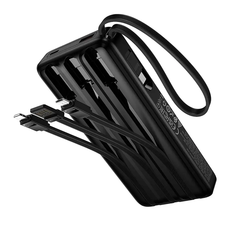 Powerbank HOCO J156 Founder, 10000mAh, 22.5W, QC + PD, 1 x Lightning - 1 x microUSB - 1 x USB-A - 2 x USB-C, Czarny