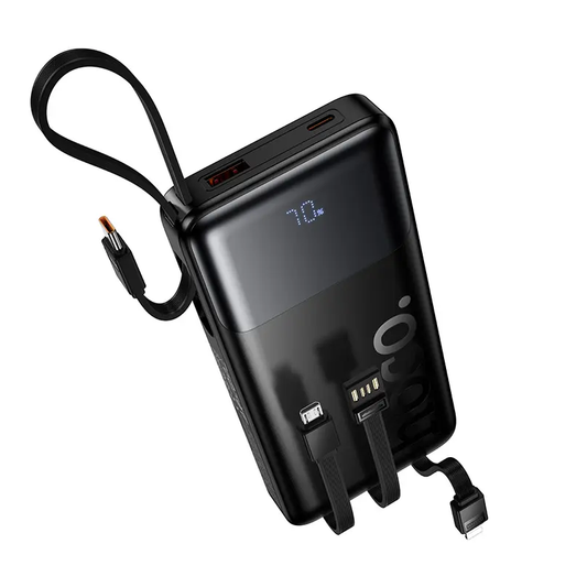 Powerbank HOCO J156 Founder, 10000mAh, 22.5W, QC + PD, 1 x Lightning - 1 x microUSB - 1 x USB-A - 2 x USB-C, Czarny