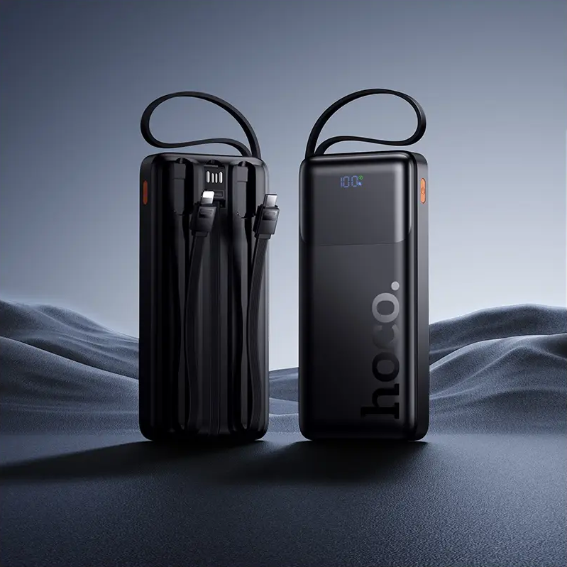 Powerbank HOCO J156 Founder, 10000mAh, 22.5W, QC + PD, 1 x Lightning - 1 x microUSB - 1 x USB-A - 2 x USB-C, Czarny