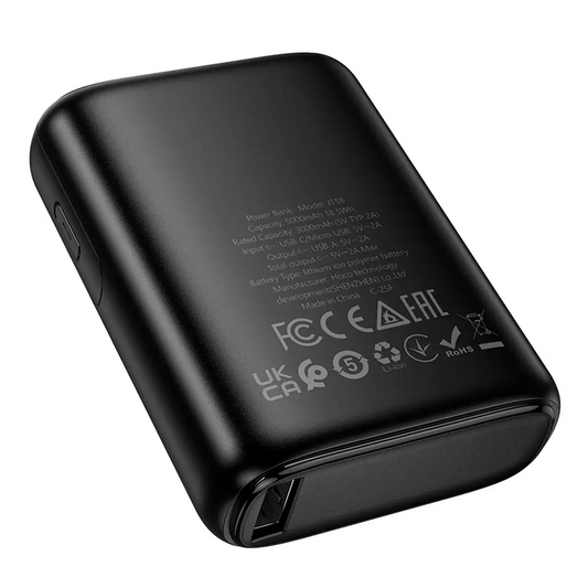 HOCO J158 External Battery, 5000mAh, 10W, 1 x USB-A, Black