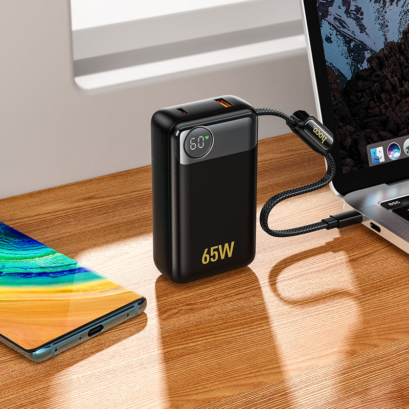 Powerbank HOCO Q53, 12000mAh, 65W, QC + PD, 1 x USB-A - 2 x USB-C, Czarny