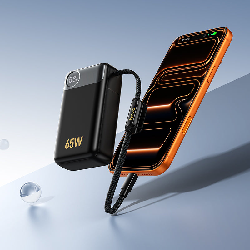 Powerbank HOCO Q53, 12000mAh, 65W, QC + PD, 1 x USB-A - 2 x USB-C, Czarny