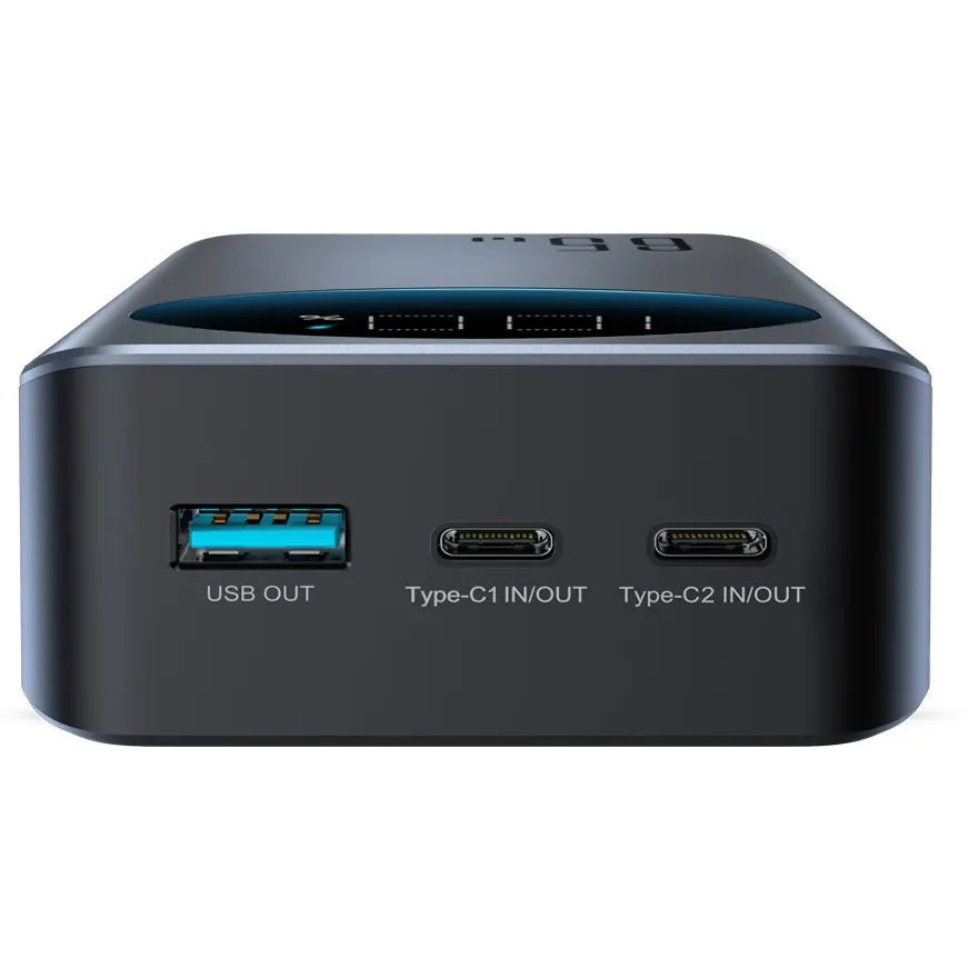 Zewnętrzna bateria Joyroom JR-PBF05, 30000mAh, 65W, QC + PD, 1 x USB-A - 2 x USB-C, Czarna